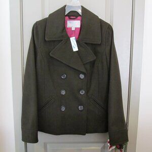 Old Navy 70% Wool Peacoat Double Breasted Dark Brown Women's Size Medium NWT
